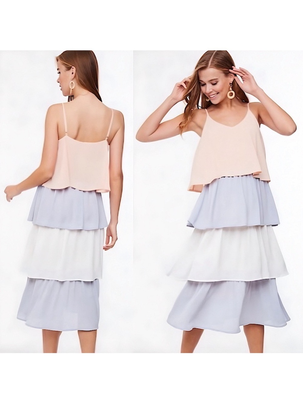 $8 if bundled LOVE Tiered Midi Spaghetti Strap Lavender Coral White Small